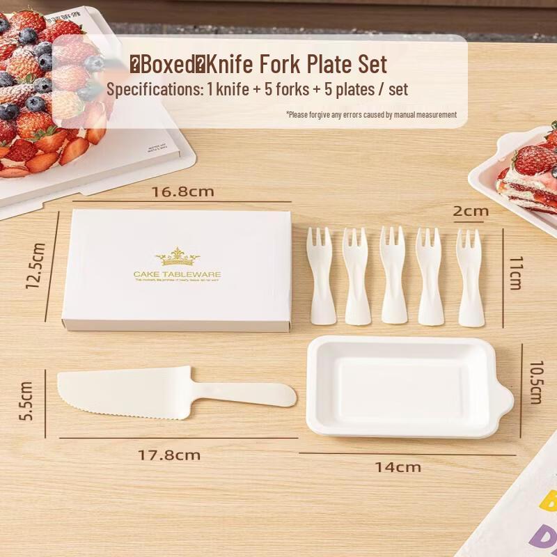 Eco-Friendly Disposable Cake Cutlery & Plate Set