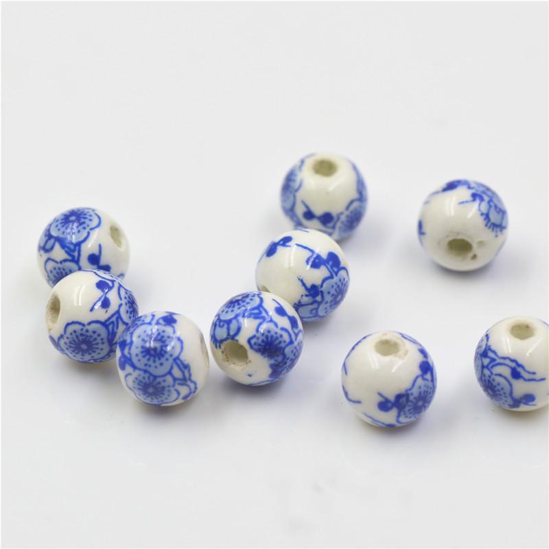 

8mm Red Floral Ceramic Beads for DIY Jewelry 8mm Ceramic Round Beads