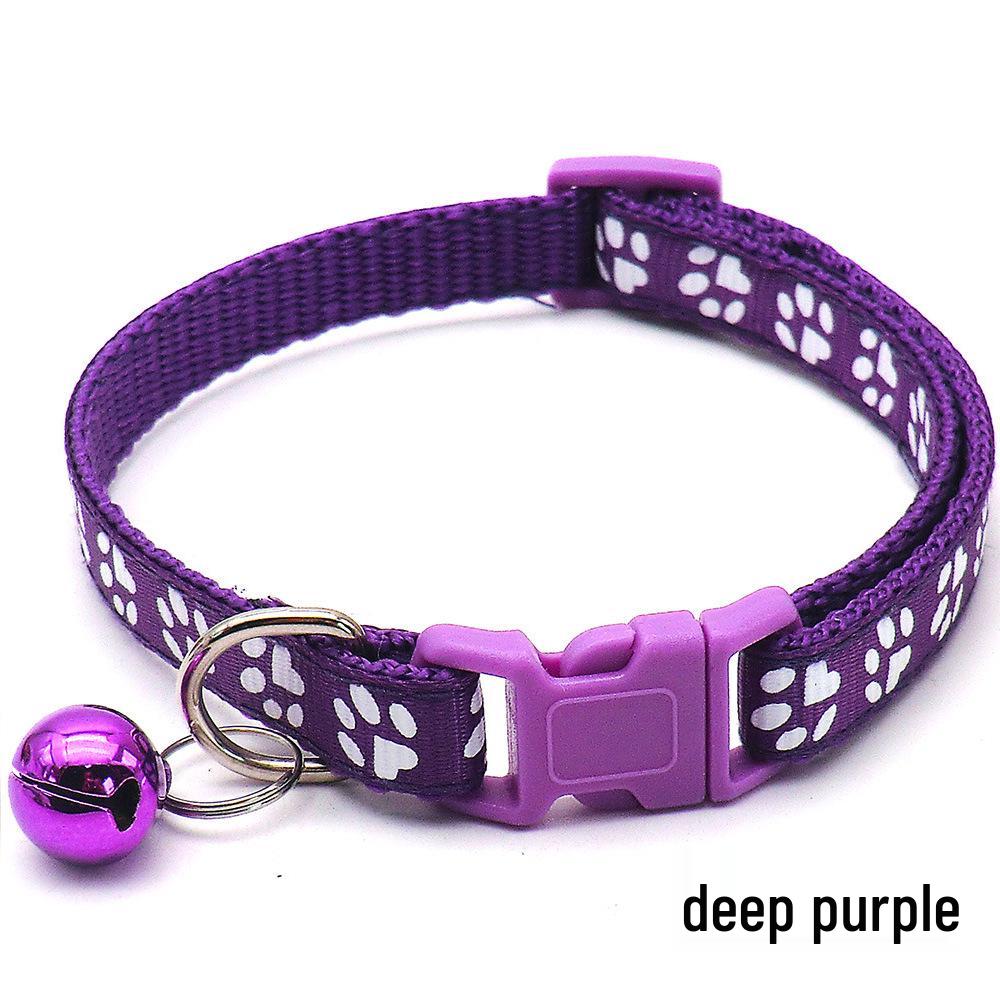 Adjustable Safety Pet Collar with Bell and Dog Paw Pattern for Cats & Dogs