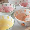 Strawberry Rabbit Pattern Ceramic Bowl Under Glaze Color Soup Bowl Cute Fruit Salad Bowl  Tableware