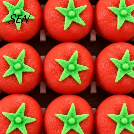 PLA 3D Printed Pendants 9-Square Fidget Clicker Toy, Simulation Fruit Cookie Pressing Portable Desk Fidgets Keychain, Click Stress Relief Desktop