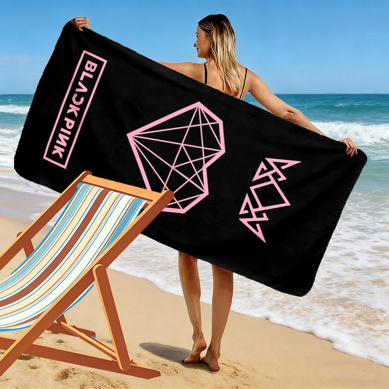BlackPink Print Beach Towel, Large Soft Quick Dry Towel for Beach Camping Swimming