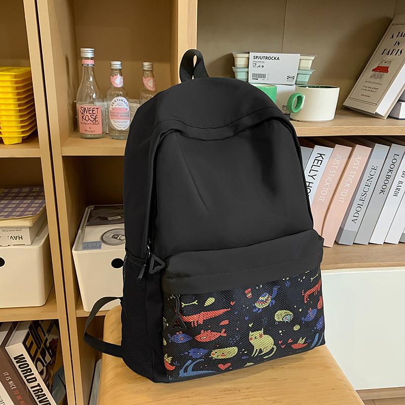 

Водонепроницаемый нейлоновый рюкзак для женщин. Простой однотонный рюкзак для путешествий для девочек-студенток. чёрный