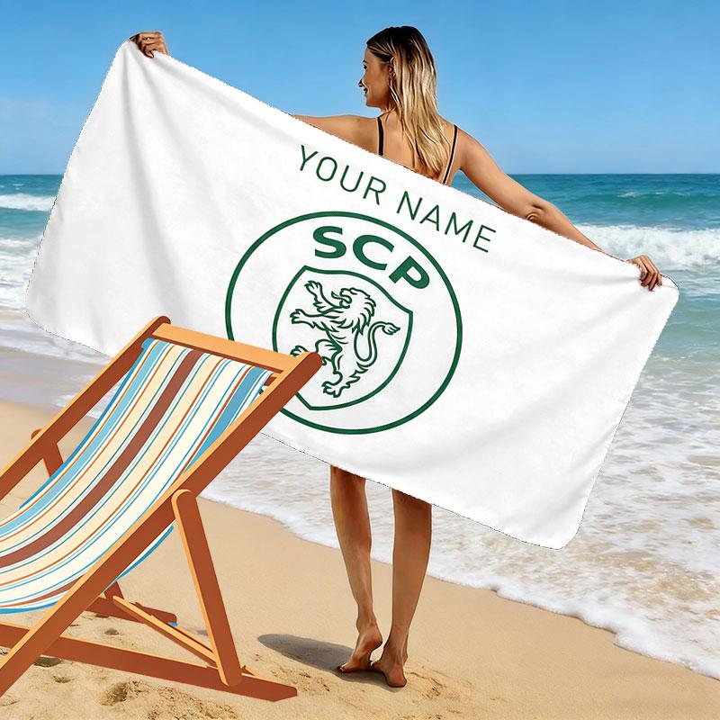 Custom Name,Sporting CP Print Beach Towel, Large Soft Quick Dry Towel for Beach Camping Swimming