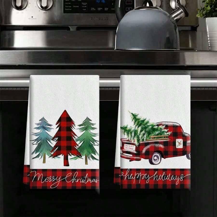 1pc/2pc/4pc/pack Christmas Scrub Sponge Creative Kitchen Dish Cloth Festive Cleaning Decor for Home & Table Kitchen Dish Towel Xmas Cleaning Supplies