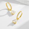 Peishang Jewelry 925 Sterling Silver 14K Gold Plated Minimalist Stone Drop  Huggie Earrings