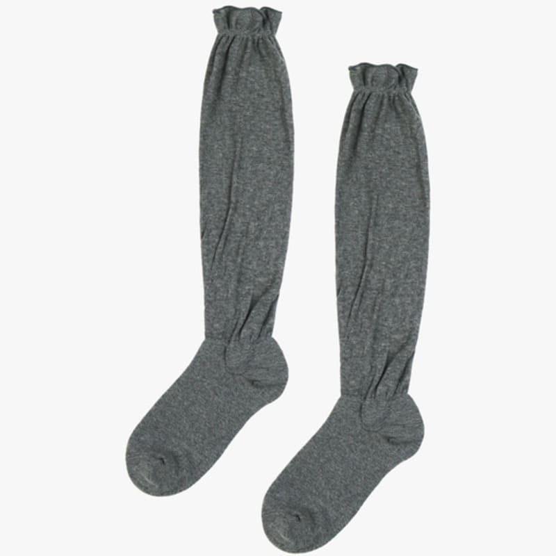 PINK PINEAPPLE FRILL see-THROUGH KNEE SOCKS_GREY