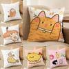 Cute Cartoon Animal Companion Patterns Cushion Cover Silky Elegant Comfort Sofa Bed Invisible Zipper Beach Pillowcase