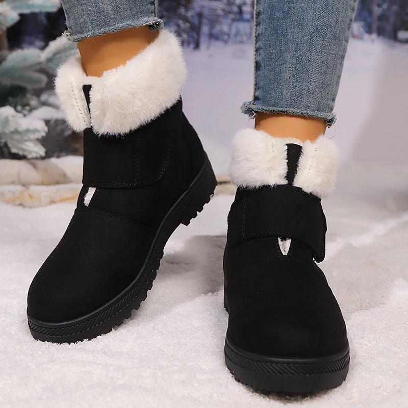 Lucyever Faux Fur Platform Snow Boots Women Non Slip Faux Suede Winter Booties Mujer Keep Warm Ankle Boots Woman Plus Size 44