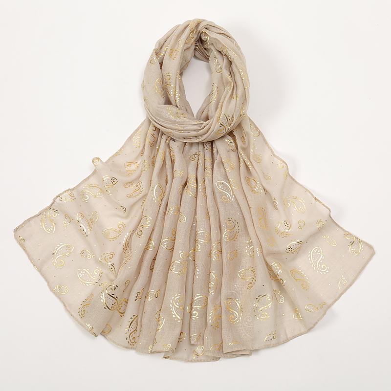 New Gold Glitter Shimmer Cotton Hijab Scarf Women Islam Scarf Muslim Women Crinkle Scarves Headscarf Wraps Ramadan Abaya Turbans