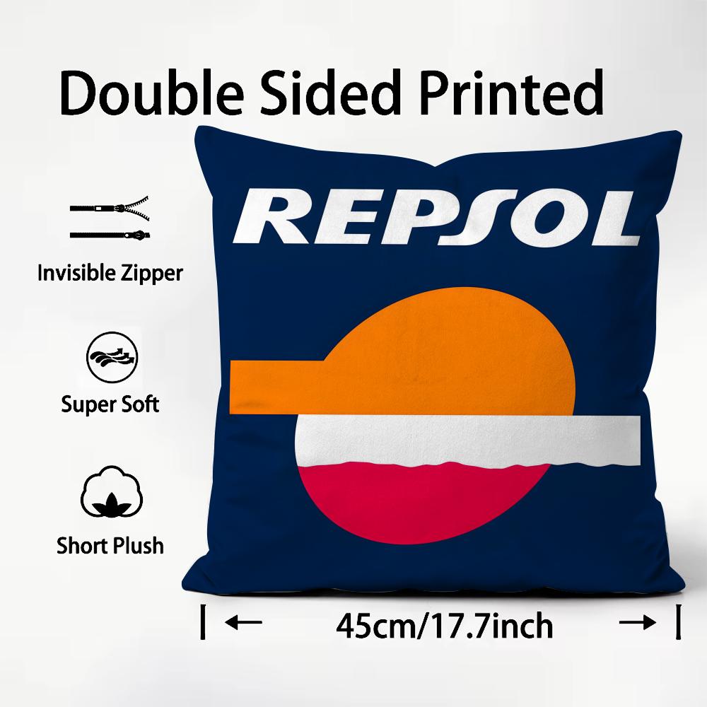 RRepsol Logo Kissenbezug Plüschstoff Weich Beidseitig Bedruckt Sofa Warm Winter Zuhause Kindergeschenk Kissenhülle