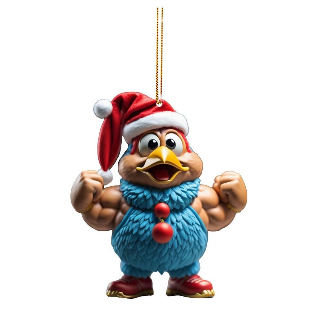 

Cartoon Christmas Fun Rooster Auto Decor For Bright And Merry Celebrations Holiday розовый