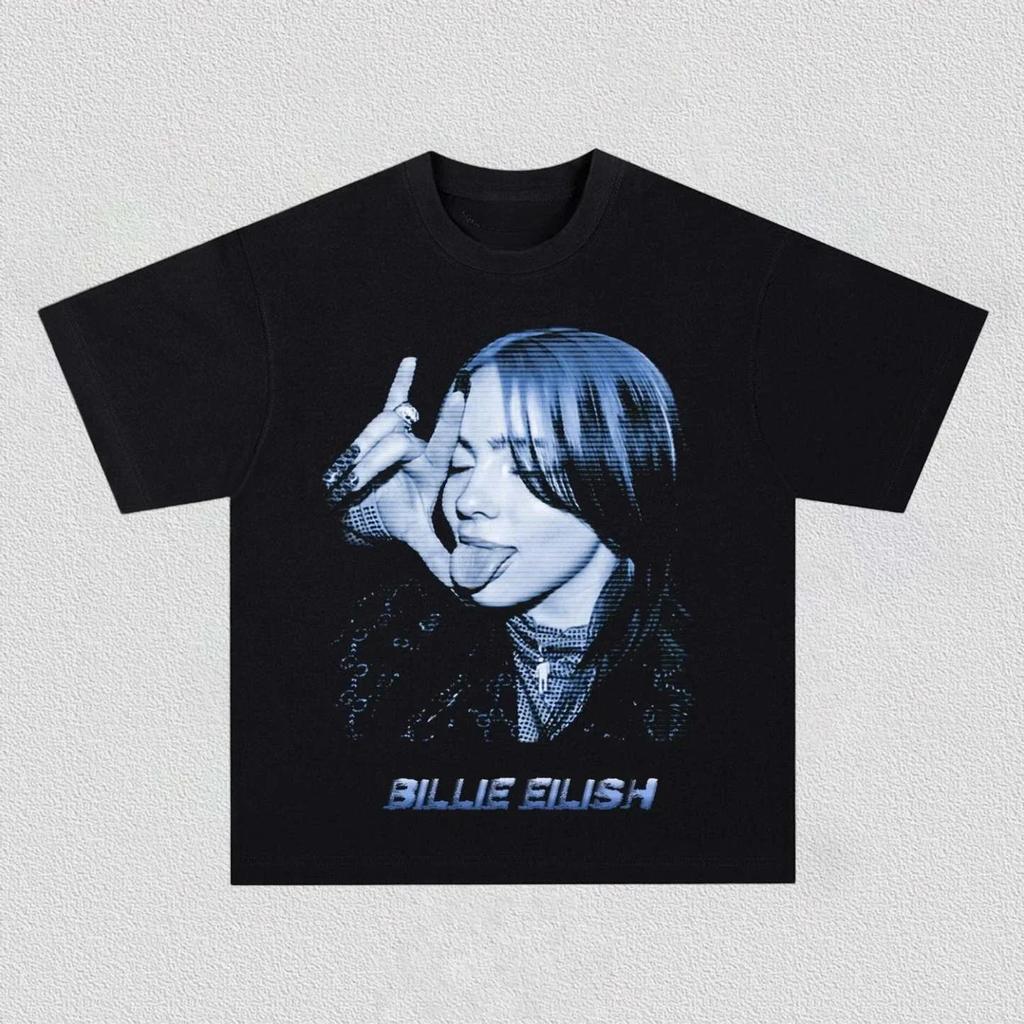 Billie Eilish Poster Graphic Print Tshirt Unisex Wounisex Cotton Streetwear Hip Hop Y2k Oneck Fashion Oversized Tops Summer New Tees
