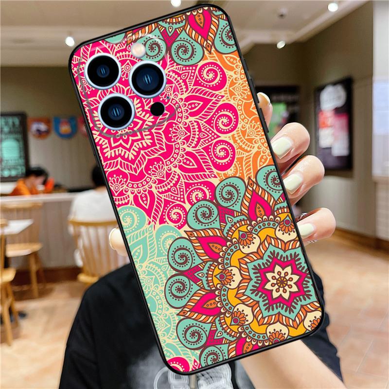 Trippy Tie Dye Floral Mandala Case For iPhone 16 15 11 12 13 14 Pro Max XS XR X 7 8 Plus 12 13 Mini Soft Cover