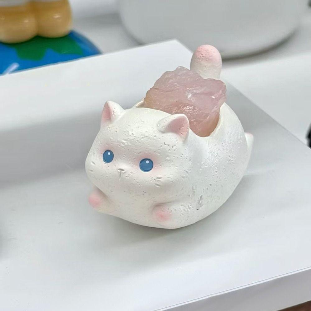Creative Cat Statue Resin Miniatures Figurine Crafts Cat Swinging Ornament  Living Room