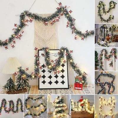New 5M Christmas String Lights Santa Claus Christmas Snowflake Decoration Color Strips Christmas Wool Strip Scene Layout
