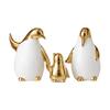Elegant Ceramic Penguins Family Ornament 3Pcs Animal Sculpture Set Modern Home Office Decors
