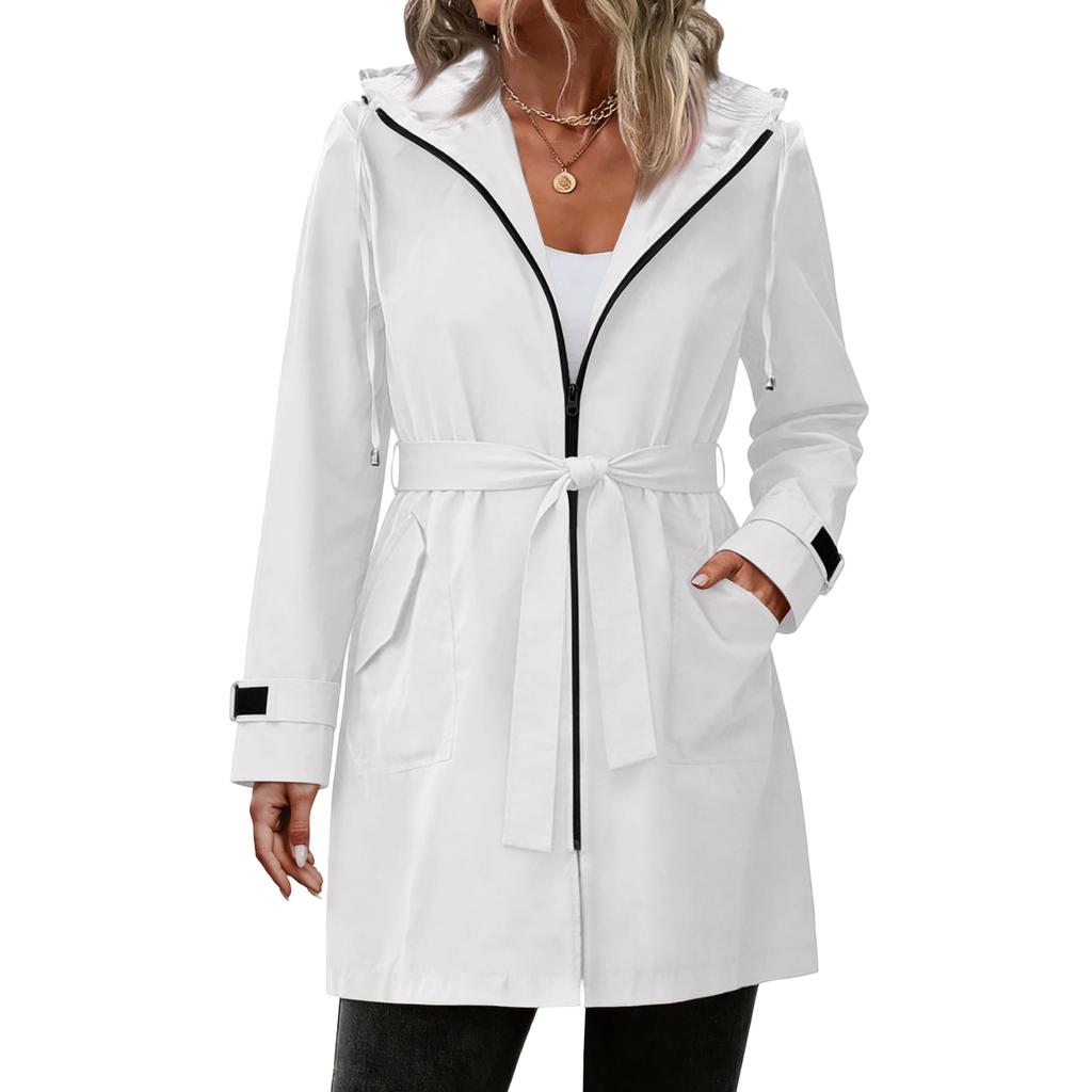 Damen Regenmäntel Mit Kapuze Leichte Outdoor Kapuzen Windjacke Trenchcoat Jacke Große Größen