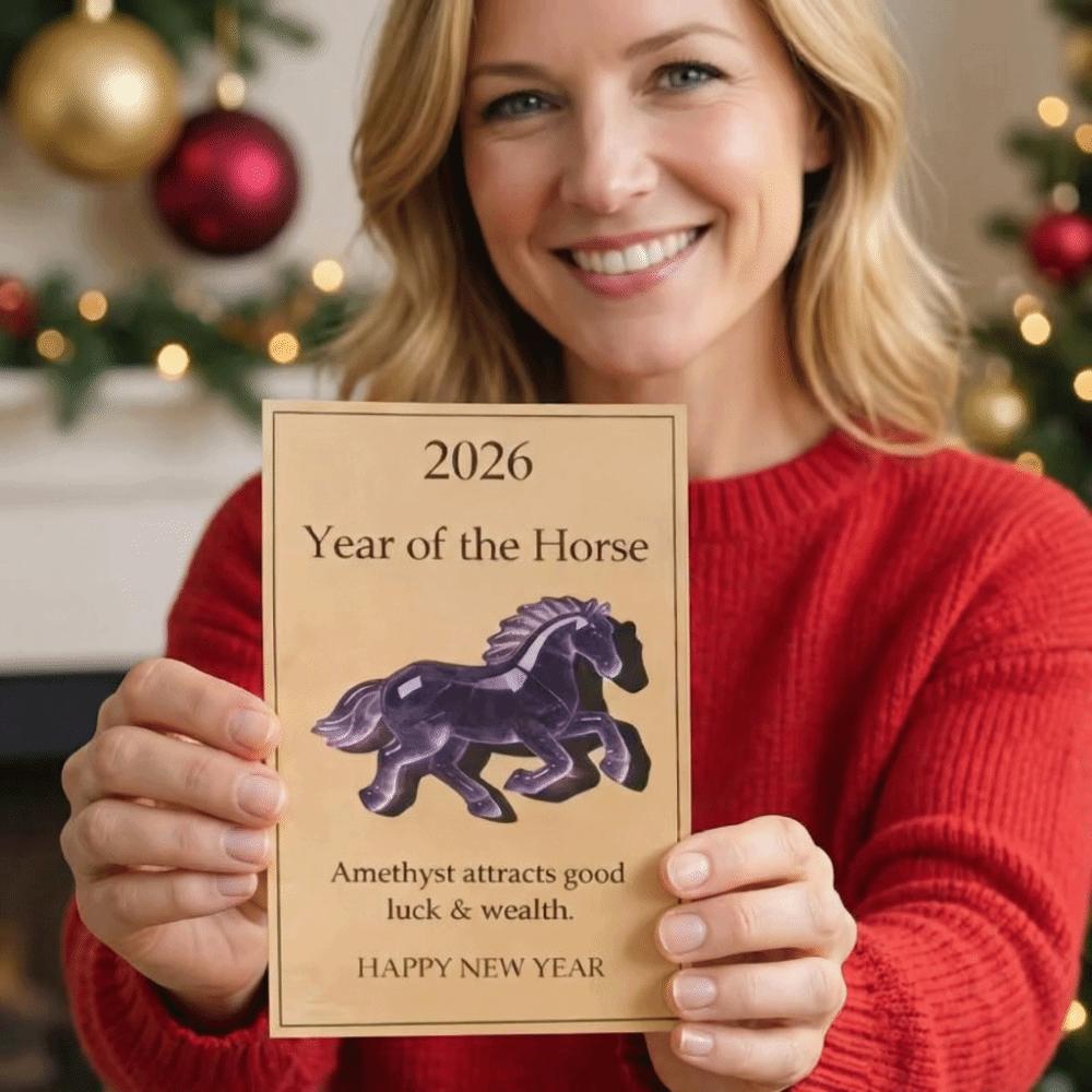 Exquisite Acrylic Year of The Horse Postcard Blessing Festive Holiday Cards Gifts Invitation Card Greeting Card