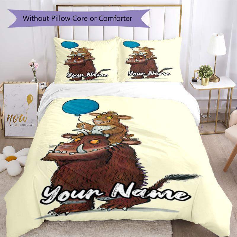Set Biancheria da Letto Il Gruffalò Personalizzato con Nome 3 Pezzi Copripiumino Chiusura Include 1 Copripiumino e 2 Federe, Morbido e Confortevole per Tutte le Stagioni.
