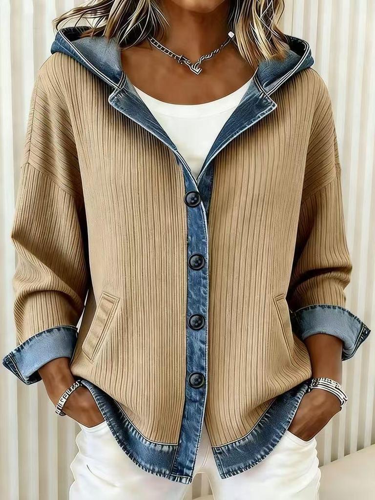 Women's Plaid Loose Hoodie Cardigan - Autumn/Winter Style