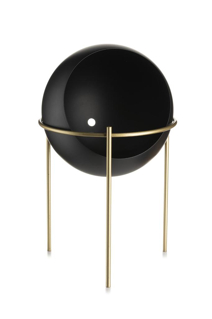 Standing Flower Pot 25 Cm Gold Black Loft