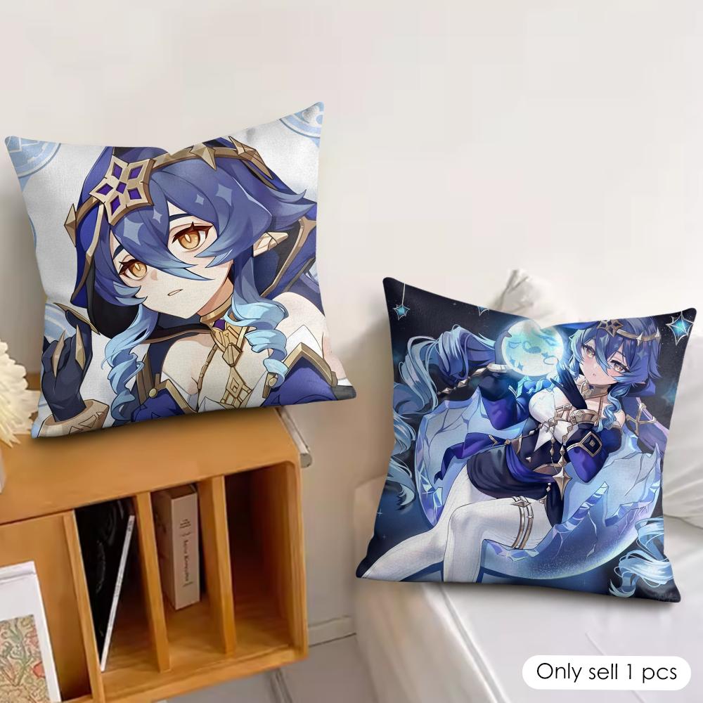 Layla genshin impact cute Cushion Cover Silky Short Plush Invisible Zipper Dustproof Sofa Pillow Case for Home Decor