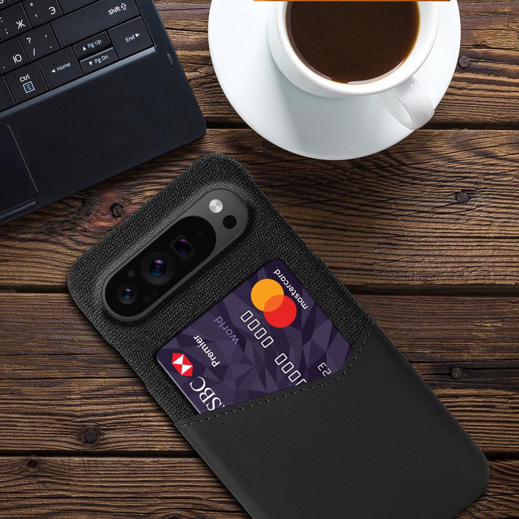 For Google Pixel 9 Pro XL Case Card Holder PU Leather+PC Drop-Resistant Phone Shell