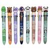 Lopenle Cute Animal Capybara 10-Color Ballpoint Pen Set (4 Pens) Oil-Based Stationery Set - Adorable Rabbit, Bear, Dinosaur, Panda, Capybara -