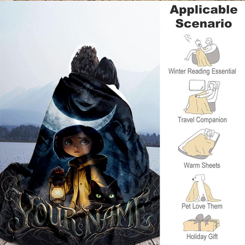 Custom Name Blanket Mystery Coraline's World Blanket Bedding Blanket for Travel, Camping, Living Rooms, Offices, Sofas, Fan Christmas gift