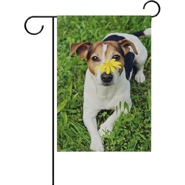 MOYYO Cute Jack Russell Terrier Dog Garden Flag 12 X 18 Inch Welcome Yard Garden Flag Double Sided Decorative Flag for Patio Lawn Outdoor Home Decor