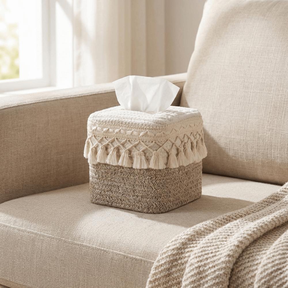 Cotton Thread Minimalist Tissue Box Rustic Roll Holder Storage Rack Toilet Paper Box Dining Room