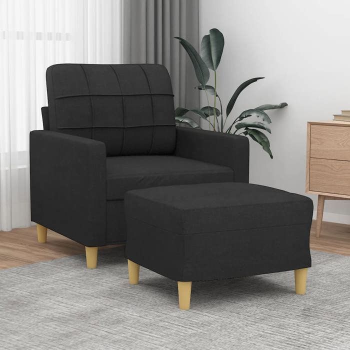 VidaXL Armchair with Footrest Black 60 Cm Fabric, Sofa, Armchair, TV Armchair, Single Sofa, Seat, Recliner Sofa, Sofa 3200997