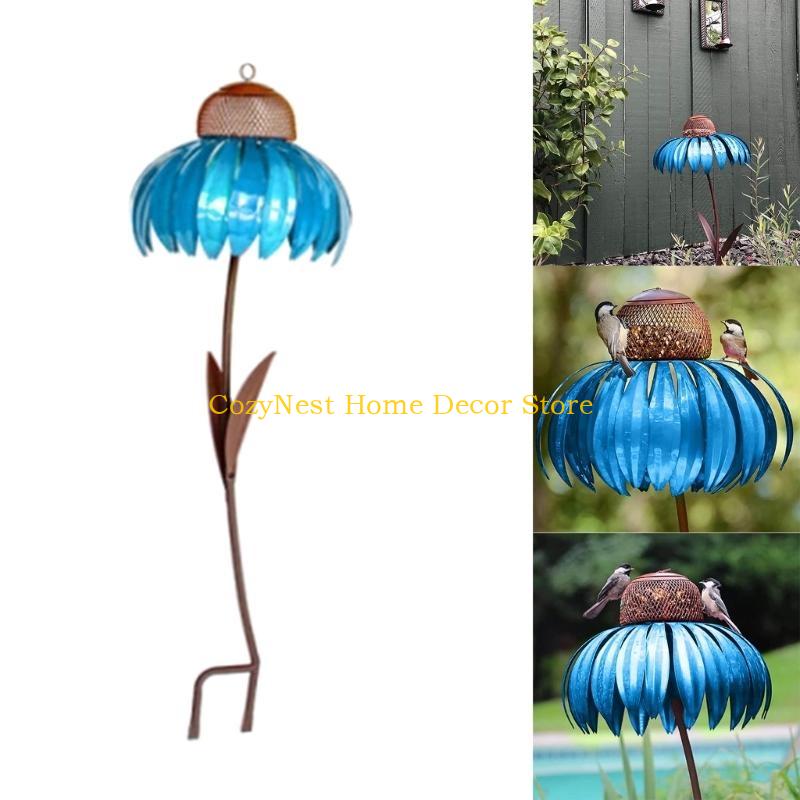 92MF Beautiful Bird Feeder Outdoor Garden Yard Hummingbird Treat Feeder Outdoor Coneflower-shape Decorations