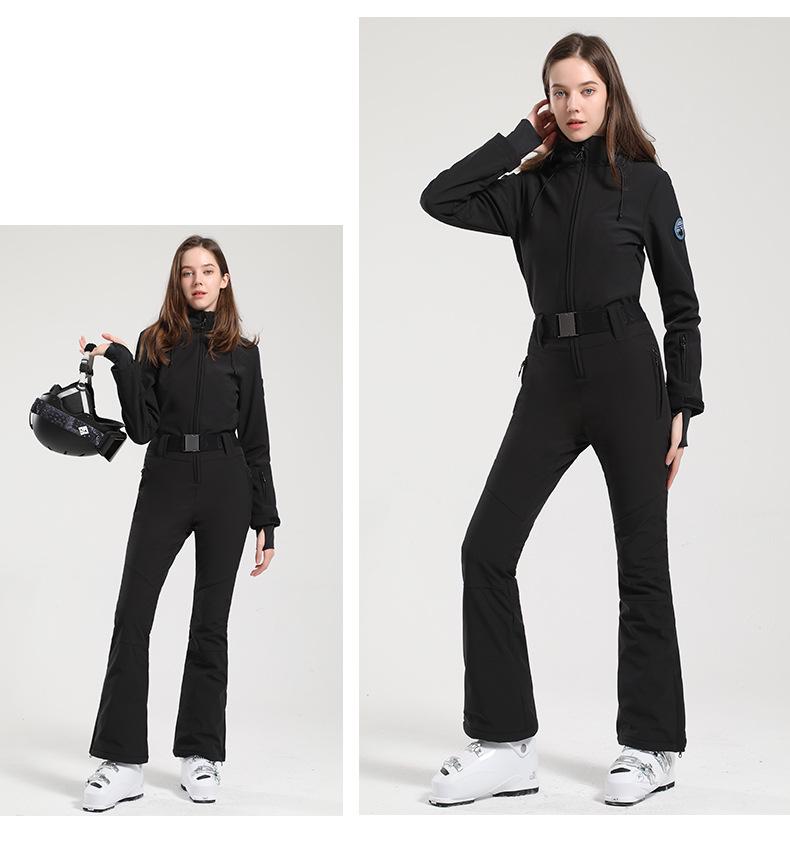 Dámská lyžařská souprava slim fit: Větruodolné, Vodotěsné, Prodyšné a Zateplené Jednodílné Sněhové Oblečení.