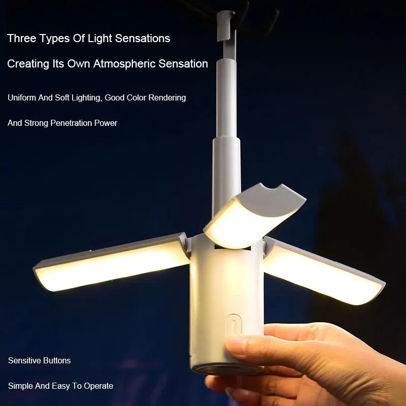 Outdoor Multifunctional Folding Camping Lamp Tent Atmosphere Lamp Handheld Hanging Lamp Portable Lighting Lamp