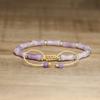 Blue Impression Jasper Tube Bead Bracelet – Gold Accent Adjustable Boho Jewelry, Protection Luck Gift for Women