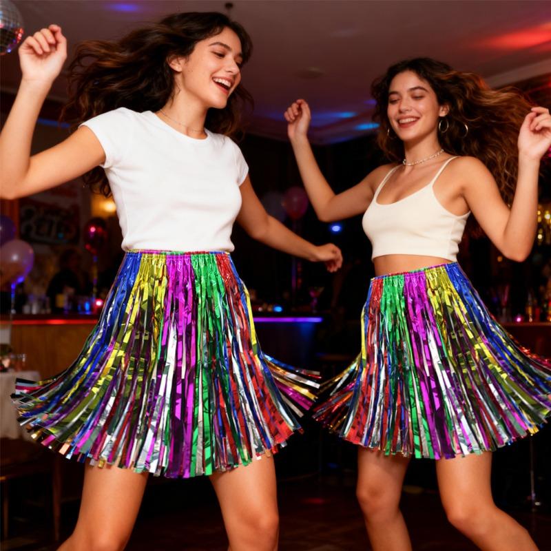 Colorful Tassel Carnival Dance Dress 40cm Performance Grass Skirt Women's Party Decoration Belt Half Skirt