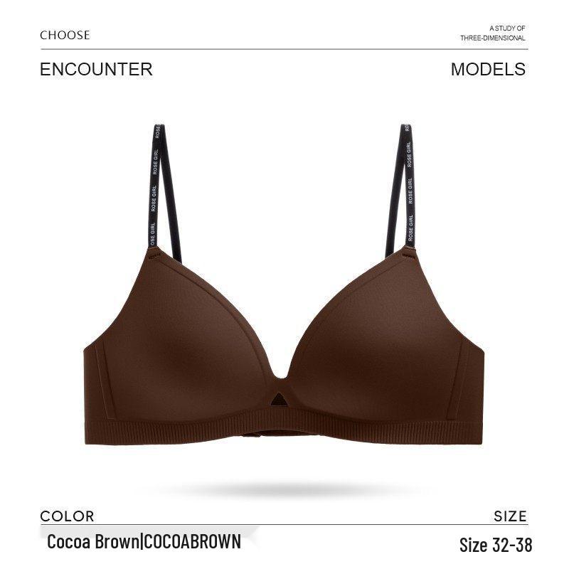 

Seamless Push-Up Bra for Small Busts: Enhances, Lifts, Wire-Free, Triangle Cup, Thin Straps 80A (105-130 lbs) какао коричневий колір