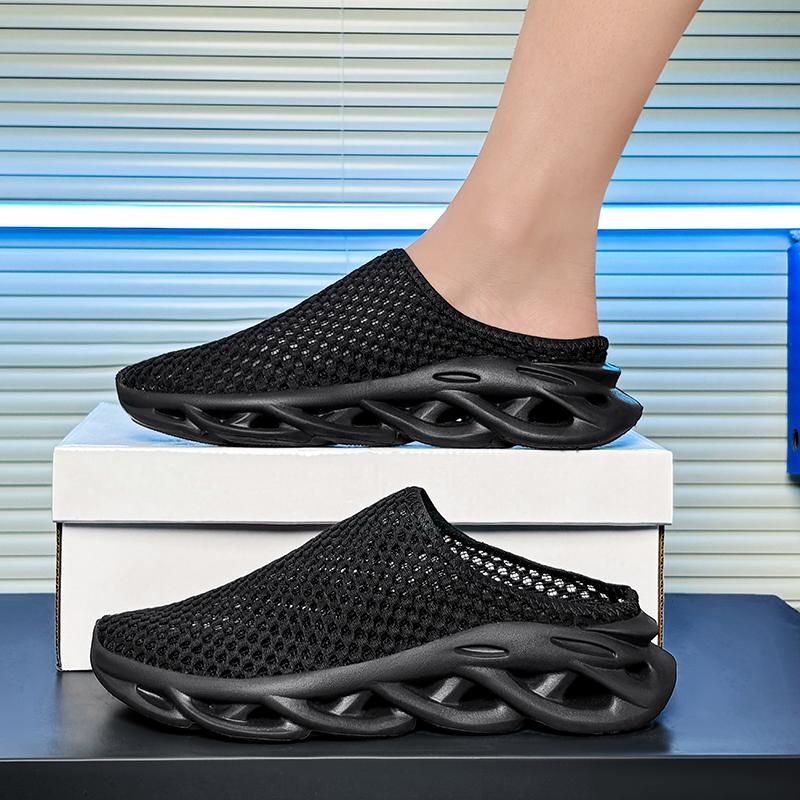

Green Men Slippers Summer Breathable Home Indoor Slippers Flats Thick Bottom Lightweight Slides Outdoor Walking Shoes 48 39 чёрный