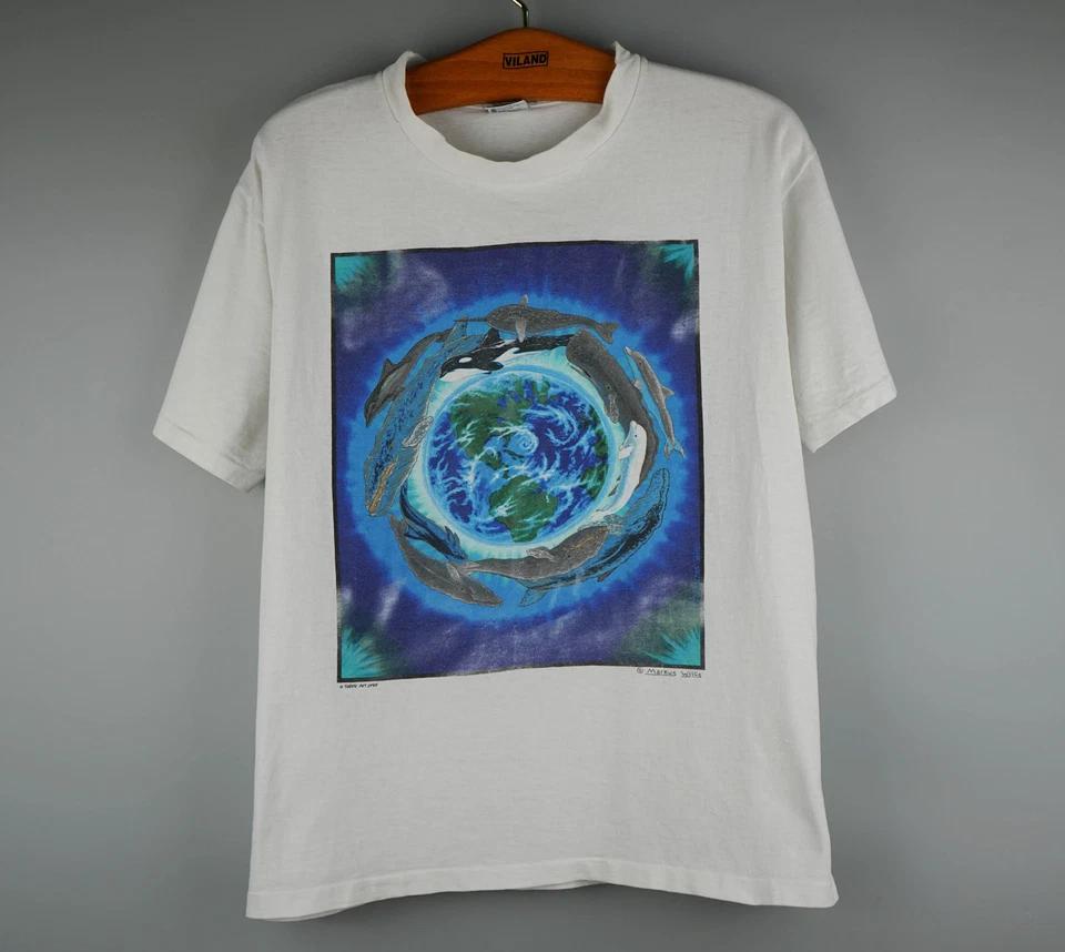 

Vintage Markus Willis Art T-Shirt Earth and Whales 4XL