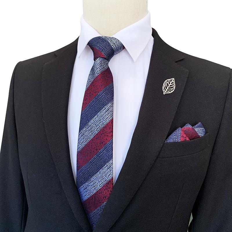2025 Men's Wide Stripe Business Tie & Pocket Square Set with Gift Box