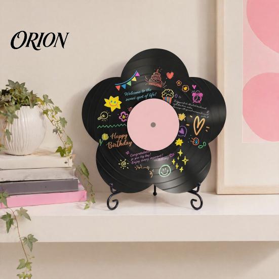 Handmade Keepsake Board Flower Vinyl Record Ornament, DIY Custom Board, with Guest Book Display Stand Design, Personalized Birthday Anniversary