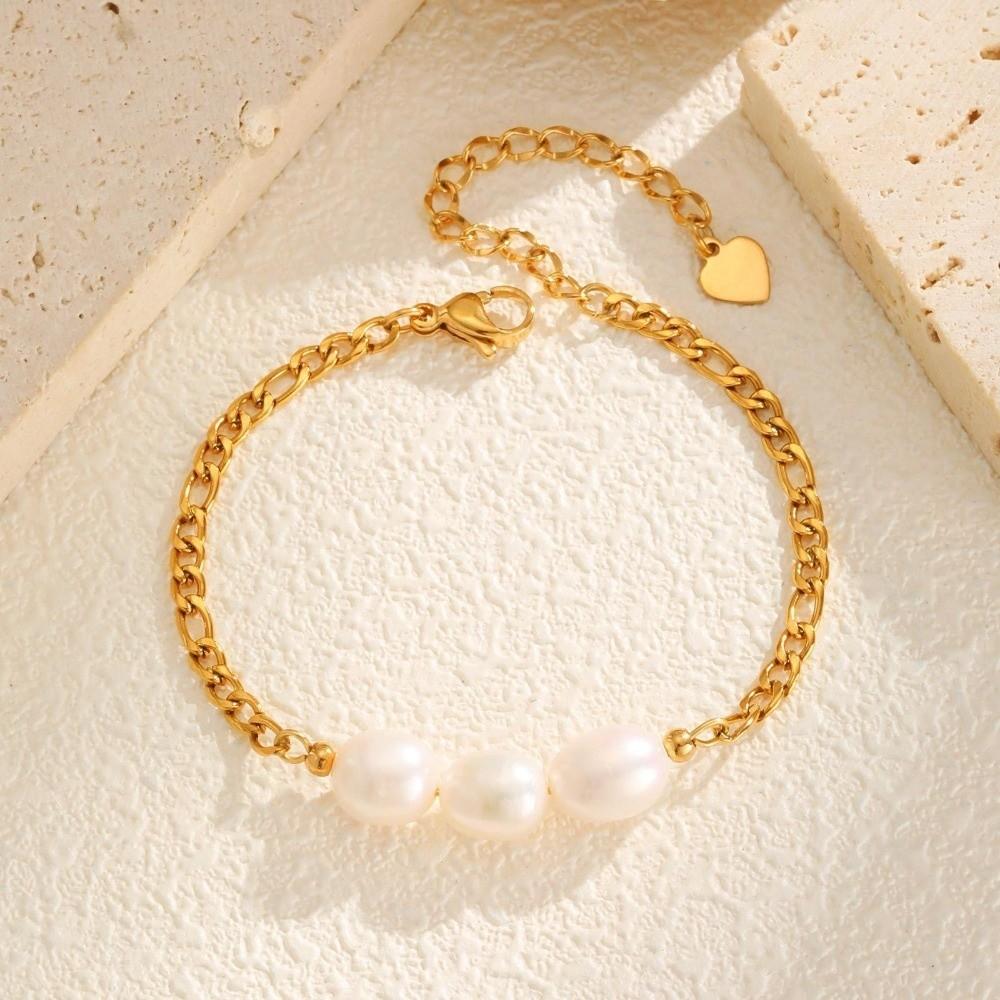 Adjustable Clasp Pearl Bracelet Elegant Chain Bracelet New Gold Plated Bracelet  Women Jewelry