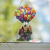 2D Flat Glass-Style Colorful Acrylic Hot Air Balloon and House Desktop Decoration, Suitable for wall Decoration, porch, Room, Villa, accents Home, Hal