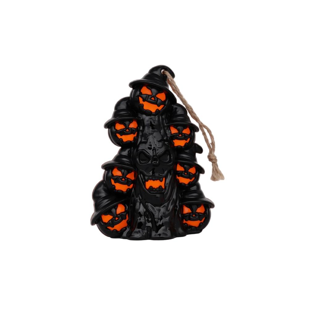 Halloween Ghost Night Light Decorative Figurine with Pumpkin Shape LED Lighting for Holiday Indoor Tabletop Display