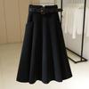 Autumn Winter Women Wool Skirt High Waist Elegant Flowy Midi Slim Fit Fashion Tummy Control Office Casual