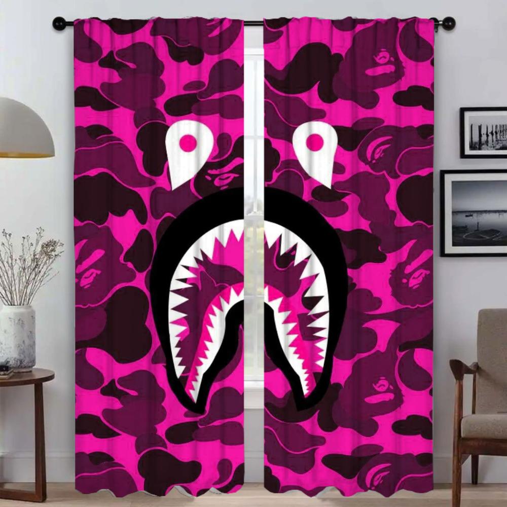 Elegant Room Curtains for Camera B-BAPE Halloween Decoration Window Curtain for Room 2 Panel Partition Home Interior Curtains
