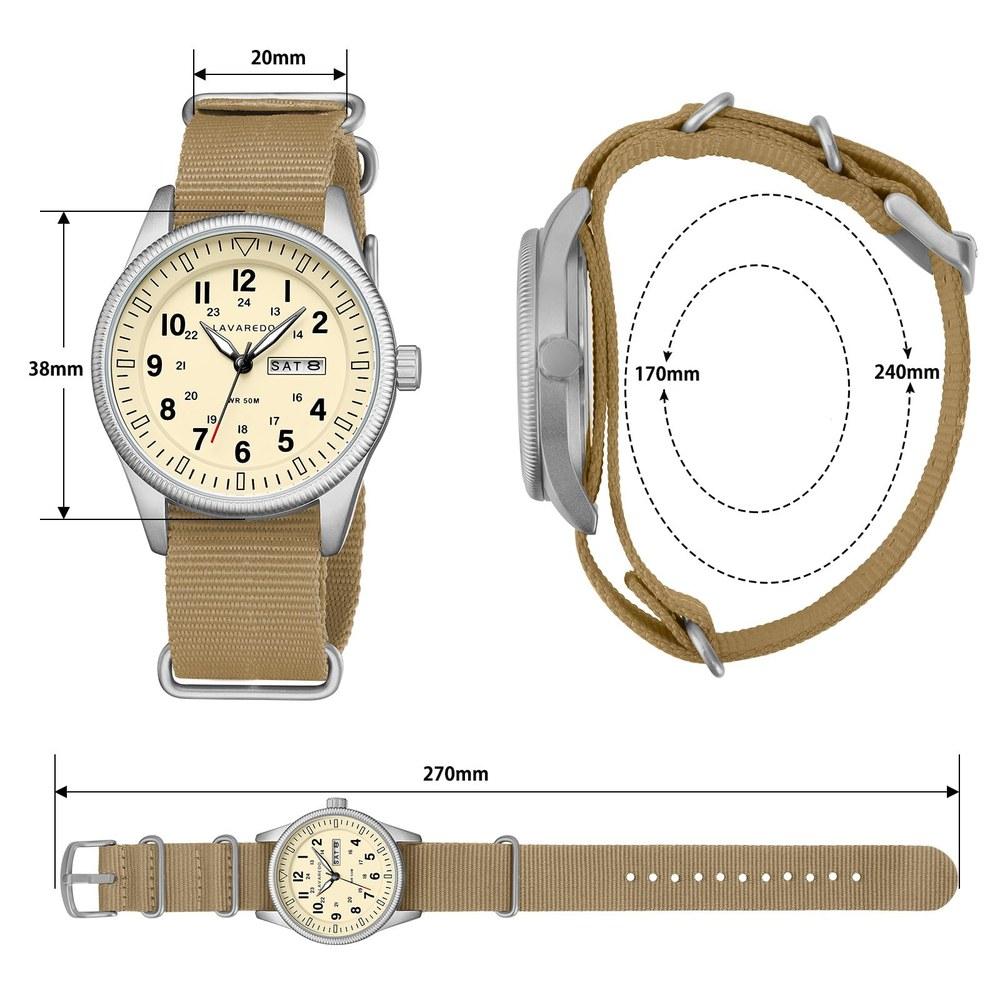 L LAVAREDO Men's Quartz Watch Simple Calendar Day Display Analog Sports Watch Business Daily Outdoor Easy To Read