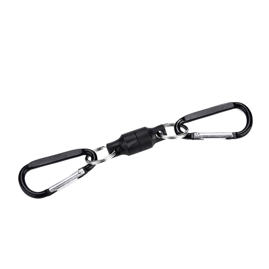 Magnet Buckle Fly Fishing Magnetic Net Release Clip Hanging Holder Lanyard Clip(Double, Black)